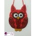 Owl Wall Hanger - Handmade Salt Dough Decoration -Owl Home Decor - Red with Glitter